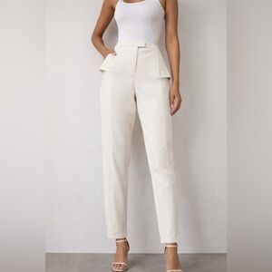 JAYE.E Winter White / Cream Tailored Stretch Pants Peplum Detail Size Small